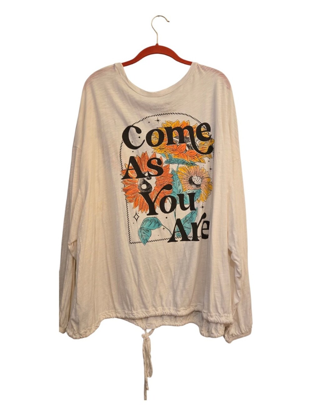 Torrid "Come As You Are" Classic Fit Top Drop Shoulder Floral Boho Tie Hem Size4 - Picture 3 of 14